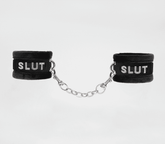 Love In Leather Fluffy Diamante SLUT Wrist Restraints Default Title Cuffs And Restraints